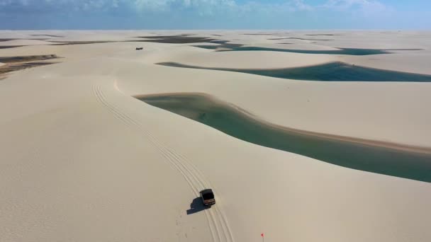 Paisaje Natural Del Desierto Lencois Maranhenses Maranhao Brasil Paraíso Aire — Vídeos de Stock