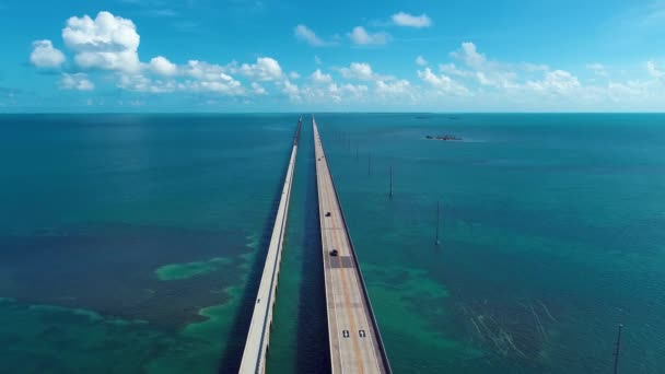 Key West Mile Bridge Florida Keys Spojené Státy Letecký Pohled — Stock video