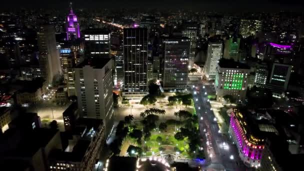 サンパウロブラジルのダウンタウンのパノラマの景色 市内の歴史的中心部にある有名な観光名所 — ストック動画