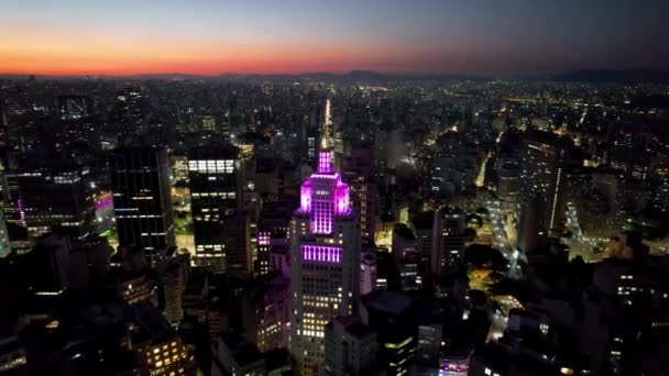 Panorama Miasta Widok Lotu Ptaka Centrum Sao Paulo Brazylia Słynny — Wideo stockowe