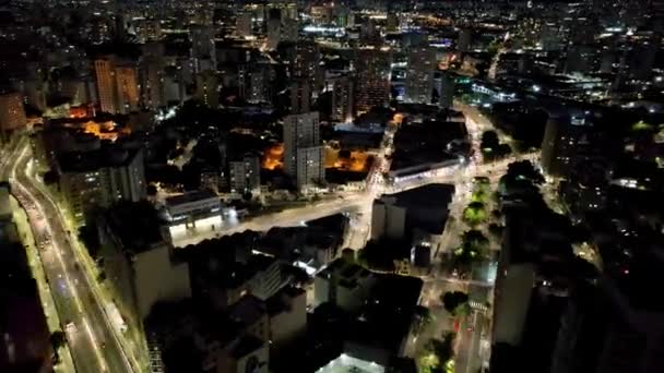 タイムラプスの街並みサンパウロブラジルのダウンタウンの空中ビュー 市内の歴史的中心部にある有名な観光名所 — ストック動画