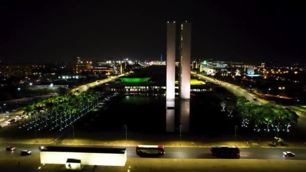 Downtown Brasilia Brazil Aerial Landscape Landmark Country Brazilian Capital Brazil — Stockvideo