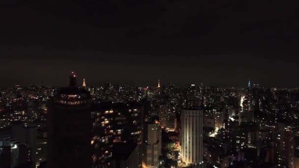 Night Cityscape Sao Paulo Brazil Downtown Historic Center Night Metropolis — 图库视频影像