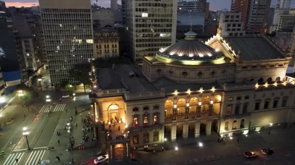 Cidade Noturna São Paulo Brasil Centro Histórico Baixa Paisagem Metrópole — Vídeo de Stock