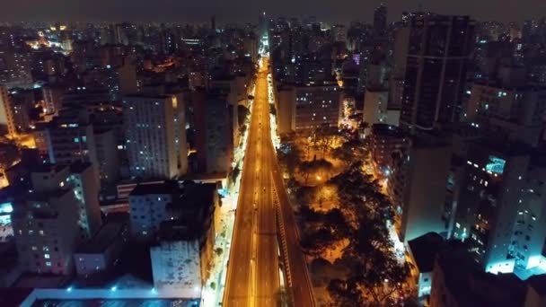 Νυχτερινές Πόλεις Του Σάο Πάολο Βραζιλία Ιστορικό Κέντρο Στο Κέντρο — Αρχείο Βίντεο