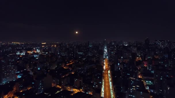 Ночной Городской Пейзаж Сан Паулу Бразилия Исторический Центр Города Ночной — стоковое видео