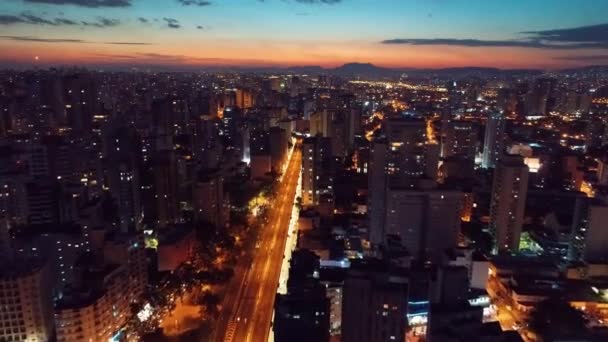 Sunset Cityscape Sao Paulo Brazília Történelmi Belváros Metropolis Táj Mérföldkő — Stock videók