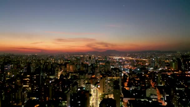 Sunset Cityscape Sao Paulo Brazil Downtown Historic Center Metropolis Landscape — 图库视频影像