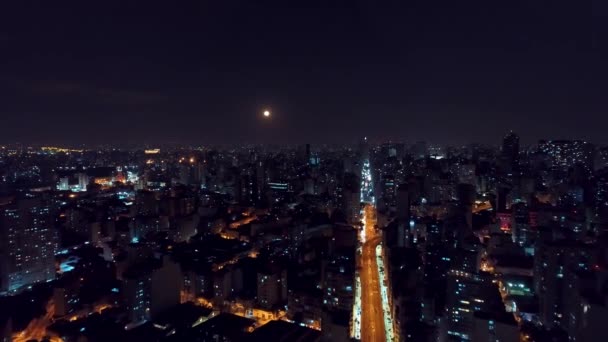 Cidade Noturna São Paulo Brasil Centro Histórico Baixa Paisagem Metrópole — Vídeo de Stock