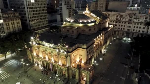 Sao Paulo Brezilya Nın Gece Manzarası Şehir Merkezinin Tarihi Merkezi — Stok video