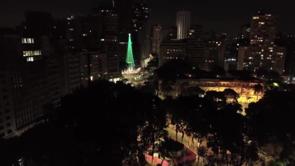 サンパウロブラジルの夜の街並み ダウンタウン歴史的中心部 ランドマーク都市の夜の大都市の風景 市内の歴史的中心部にある建物や道 — ストック動画