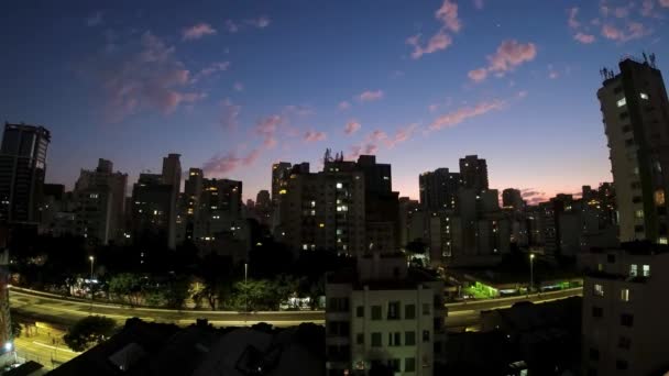 Центр Воздушного Времени Сан Паулу Срок Действия Городских Дорожных Пейзажей — стоковое видео