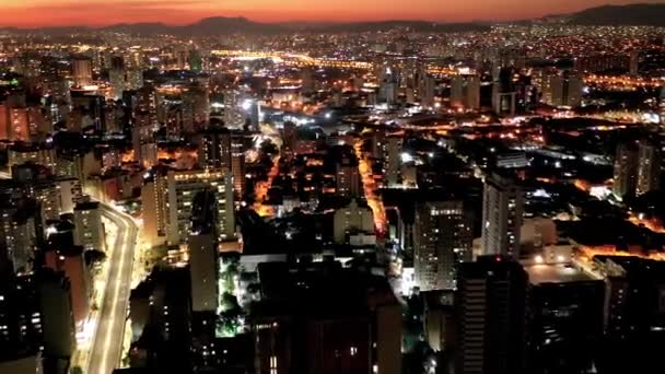 サンパウロのダウンタウンの航空タイムラプス市 都市と交通風景の4K解像度の時間経過 — ストック動画