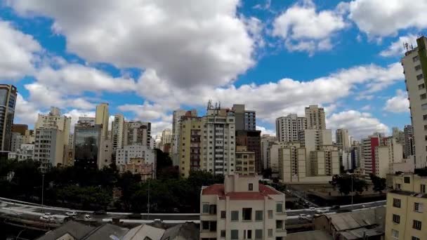 サンパウロのダウンタウンの航空タイムラプス市 都市と交通風景の4K解像度の時間経過 — ストック動画