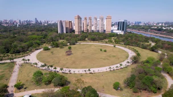 Sao Paulo Brezilya Şehir Merkezindeki Villa Lobos Eğlence Parkı Metropol — Stok video