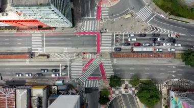 Sao Paulo Brezilya şehir merkezindeki panoramik hava manzarası. Şehir simgesi şehrin metropol manzarası. Binalar ve caddeler dönüm noktası. Dünya seyahati. Uluslararası turizm simgesi. Şehir Manzarası Merkezi.