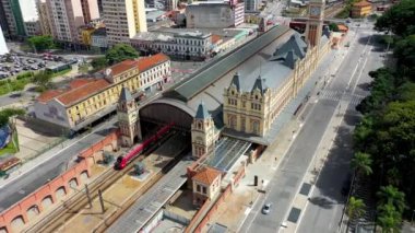 Sao Paulo Brezilya şehir merkezindeki panoramik hava manzarası. Şehir simgesi şehrin metropol manzarası. Binalar ve caddeler dönüm noktası. Dünya seyahati. Uluslararası turizm simgesi. Şehir Manzarası Merkezi.