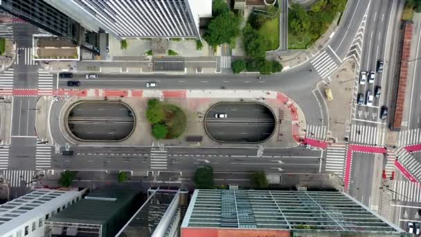 Центр Сан Паулу Бразилия Воздушный Панорамный Пейзаж Метропольный Пейзаж Знакового — стоковое видео
