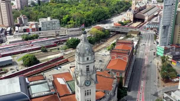 Sao Paulo Brezilya Şehir Merkezindeki Panoramik Hava Manzarası Şehir Simgesi — Stok video