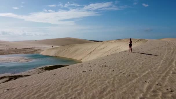 Jericoacoara Ceara Βραζιλία Αμμόλοφοι Βουνά Και Λιμνοθάλασσες Βρόχινου Νερού Στο — Αρχείο Βίντεο