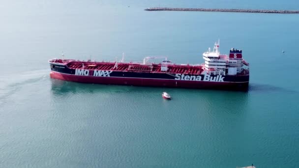 Luftaufnahme Eines Frachtschiffes Hafen Containerschiff Fortaleza Brasilien Frachtschiff Seeverkehr — Stockvideo