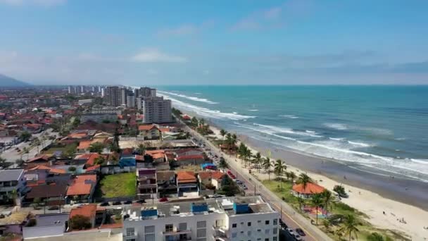 Panoramiczny Widok Nadmorskie Miasto Itanhaem Sao Paulo Brazylia Południowe Wybrzeże — Wideo stockowe