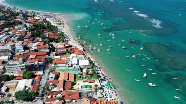 Woda Zatoki Seascape Słynnym Celu Podróży Północno Wschodniej Brazylii Wybrzeże — Wideo stockowe