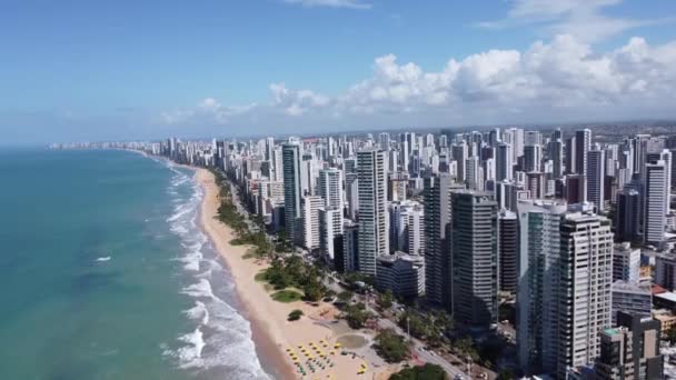 Luftaufnahme Der Küstenstadt Pernambuco Bundesstaat Recife Brasilianischer Nordosten Tropische Szenerie — Stockvideo