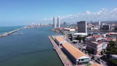 Recife Brazil 'deki turizmin panoramik manzarası. Pernambuco eyaletinin başkenti. Tropikal hedef.