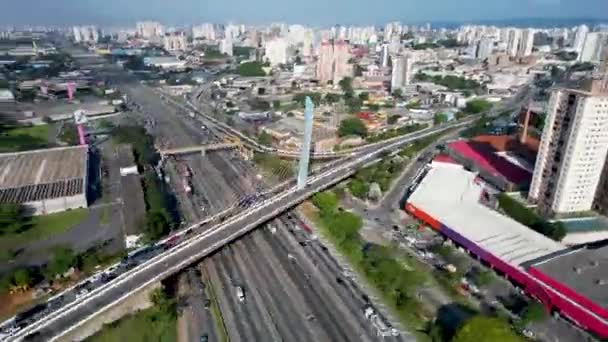 Cable Lapso Tiempo Permaneció Puente Hito Guarulhos Sao Paulo Brasil — Vídeos de Stock