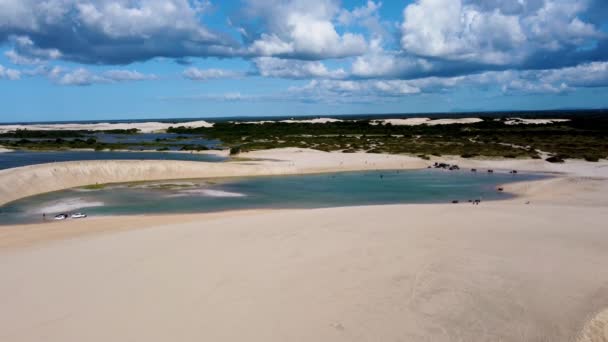 Paisaje Panorámico Jericoacoara Ceara Brasil Escénicas Dunas Arena Lagos Agua — Vídeo de stock