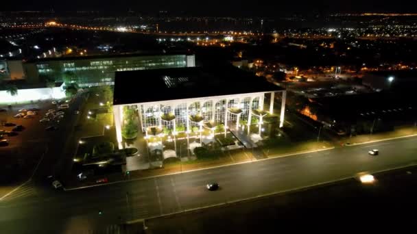 Paisaje Nocturno Del Centro Brasilia Brasil Paisaje Urbano Plaza Iluminada — Vídeo de stock