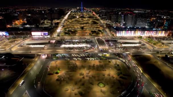 Night Scape Downtown Brasilia Brazil Cityscape Illuminated Square Avenue Downtown — Stock Video