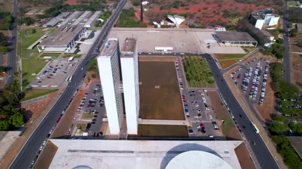 Krajobraz Lotniczy Budynku Kongresu Narodowego Centrum Brazylii Miejski Krajobraz Śródmieścia — Wideo stockowe