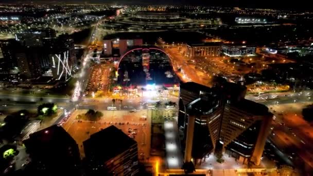 Ночной Пейзаж Центра Бразилии Освещенная Площадь Аллея Туристического Объекта Центре — стоковое видео