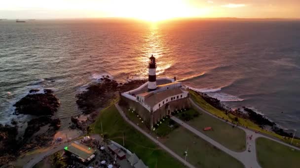 Salvador Bahia Brezilya Şehir Merkezindeki Turizm Kartpostalının Günbatımı Görüntüsü Brezilya — Stok video