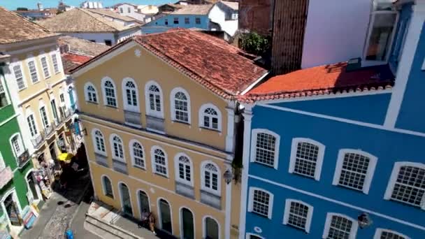 Salvador Bahia Brasiliens Centrum Historiska Byggnader Turism Vykort Historisk Stadskärna — Stockvideo