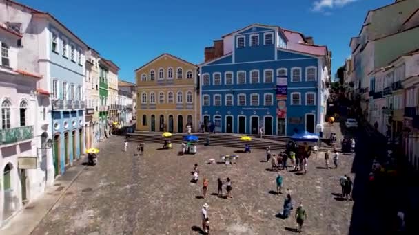 Salvador Bahia Brezilya Şehir Merkezindeki Pillory Caddesi Turizm Kartpostalındaki Tarihi — Stok video