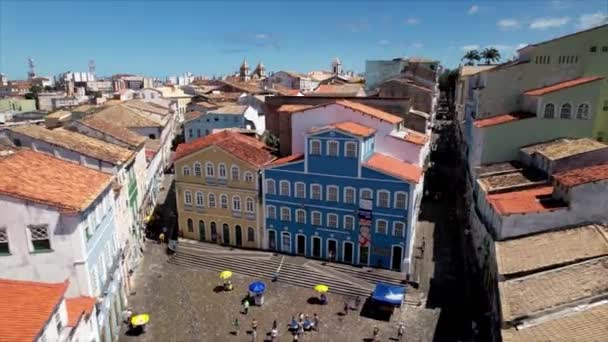 Ulica Pillory Centrum Salvador Bahia Brazylia Zabytkowe Budynki Przy Pocztówce — Wideo stockowe