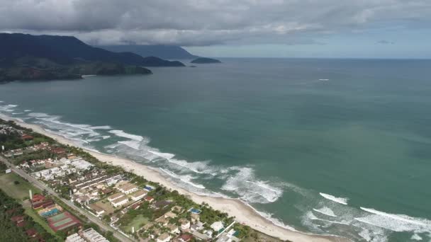 Maresias Beach Brasilien Resor Scen Sommar Strand Landskap Tropisk Utomhusmiljö — Stockvideo