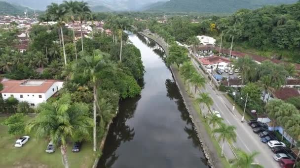 Paraty Sahili Ndeki Tarihi Binaların Gezisi Sahnesi Açık Hava Tropikal — Stok video