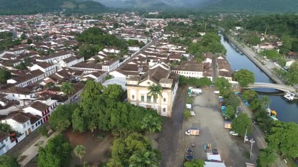 Escena Viajes Del Paisaje Edificios Históricos Paraty Beach Ambiente Tropical — Vídeo de stock