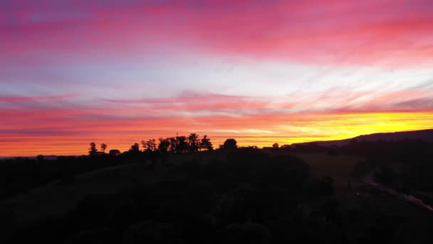 Захід Сонця Повітряні Пейзажі Сільського Господарства Ландшафту Сільській Місцевості Зелений — стокове відео