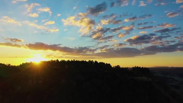 Západ Slunce Letecké Scenérie Zemědělské Krajiny Venkově Zelené Pozadí Polní — Stock video