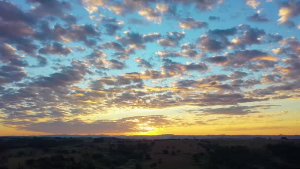 Sunset Aerial Scenery Farming Landscape Rural Countryside Green Background Field — Video Stock