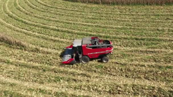 Aerial Scenery Harvesting Tractor Landscape Rural Countryside Harvest Background Agricukture — Video Stock