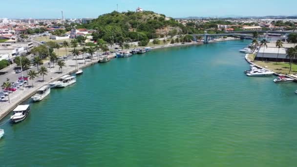 Turquoise Water Coastal City Lakes Region Tourism Landmark Region State — Stock Video