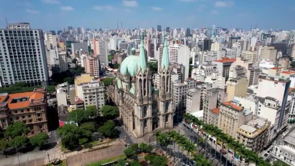Sao Paulo Nun Merkezindeki Meydanı Nda Bulunan Sao Paulo Şehrinin — Stok video
