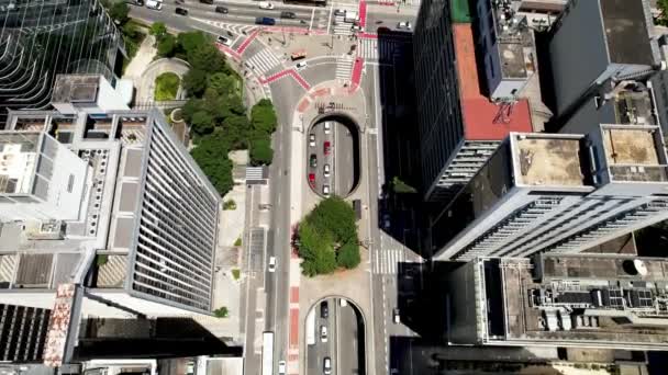 Vista Arriba Hacia Abajo Avenida Paulista Centro Sao Paulo Brasil — Vídeos de Stock