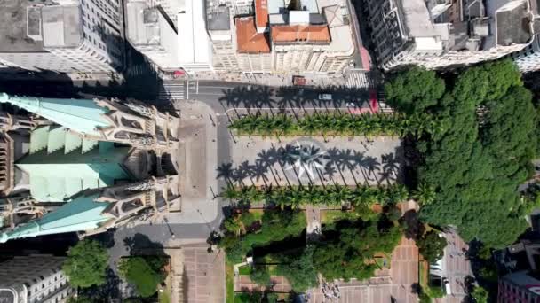 Panorámica Amplia Famosa Iglesia Católica Catedral Metropolitana Sao Paulo Zona — Vídeo de stock